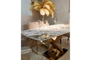 Современный прямоугольный  стол керамика 180 см белый мрамор(DT-2883	) -купить в интернет магазине Центра мебели Рим в спб