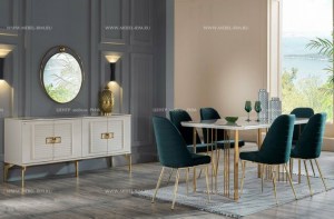 Столовый белый глянцевый гарнитур турецкого бренда Veyron(mondihome)– купить в интернет-магазине ЦЕНТР мебели РИМ