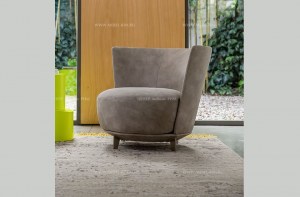Дизайнерское круглое в плане кресло Jammin Large в нубуке серо-бежевого цвета. Alberta Salotti, Италия