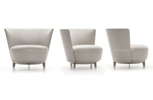 Дизайнерское мягкое кресло Jammin Large в ткани серо-белого цвета. Alberta Salotti, Италия