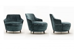 Мягкое дизайнерское кресло для отдыха Jammin синего-бирюзового-серого цвета. Alberta Salotti, Италия