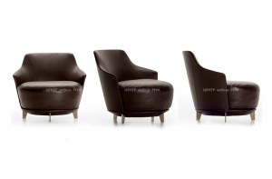 Мягкое дизайнерское кресло для отдыха Jammin кожаное коричневое. Alberta Salotti, Италия