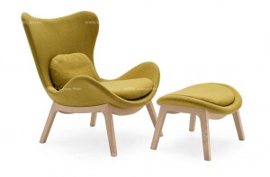 Кресло с оттоманкой горчично-жёлтого цвета Lazy. Calligaris, Италия