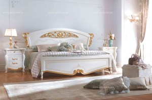 Итальянская кровать с резным изголовьем La Fenice laccato casa+39 мебель италии в спб арт1301