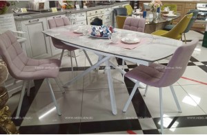 Современный овальный  раскладной стол керамика( 7501-WM)– купить в интернет-магазине ЦЕНТР мебели РИМ