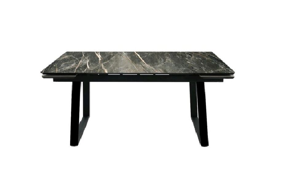 Стол обеденный раскладной черный мрамор с прожилками в современном стиле (А31130+А31933)– купить в интернет-магазине ЦЕНТР мебели РИМ