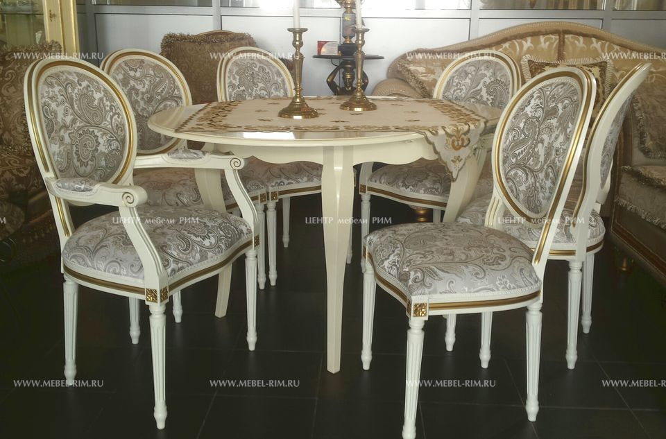 Белый классический стол с раздвижной столешницей, Италия