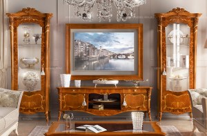 Итальянская гостиная Vittoria: тумба ТВ с двумя витринами, пр-во Antonelli Moravio