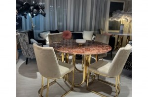 Современный круглый стол под коричневый мрамор диаметр 120(F-1386-1)– купить в интернет-магазине ЦЕНТР мебели РИМ
