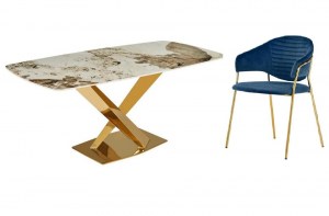 Современный прямоугольный  стол керамика 180 см белый мрамор(DT-2883	) -купить в интернет магазине Центра мебели Рим в спб
