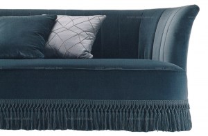 Итальянский диван Visconti в велюровой обивке синего цвета, BM Style