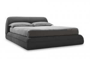 Итальянская кровать Supersoft, Calligaris в мягкой обивке серого цвета с контейнером. Фото 03