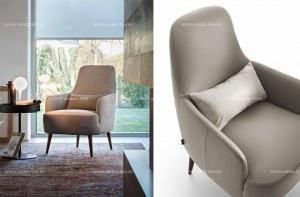 Дизайнерское кресло с пуфом Ray на высоких ножках в микрофибре и в коже. Ditre Italia, Италия