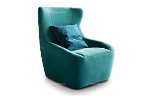 Современное кресло Bess цвета морской волны с высокой спинкой с ушами и со съёмным чехлом. DitreItalia, Италия