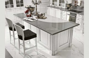 Фабрика Stosa Cucine. Классическая итальянская кухня Дольчевита, композиция 001, вид 8 из 11. Остров с барными стульями.